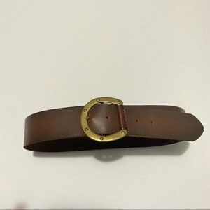Lauren Ralph Lauren Gold Horseshoe Leather Belt S